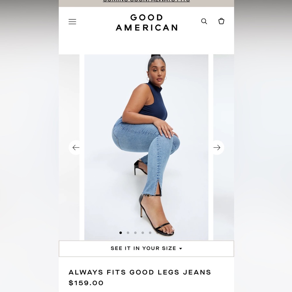 GOOD AMERICAN Always Fit Good Legs - 4 way stretch that fits sizes 14-18!!